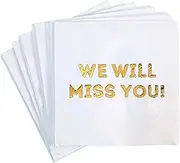 We Will Miss You Cocktail Napkins - 50 Pack for Farewell, Going Away, Retirement Party Celebration Decorations, Coworkers Leaving Goodbye, Military Army Good Luck, Moving