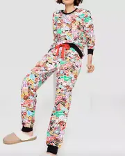 NEW PETER ALEXANDER STRANGER THINGS STICKER SWEATER TOP + PANTS PJ SET $179.90 M