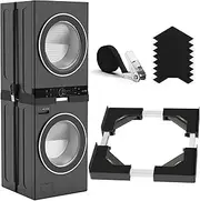 YUZEER Universal Stacking Kit for Washing Machine and Dryer, with Ratchet Straps,The Size of The Stacking Rack is Adjustable, Suitable for Washing Machines and Dryers Ranging from 45-68 cm(Black)