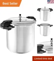 92122A Polished Aluminum 5 / 10 / 15-PSI Pressure Cooker / Canner Cookware, 2...