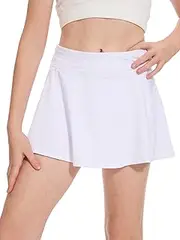 [DEVOROPA] Girls Tennis Skirts Stretch Adjustable Waist Youth Golf Athletic Pleated Skorts Lining Kids Cheer Shorts Pocket