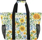 [sanluoli] Tote Bags For Women Foldable Beach Bag With Compartments with Handles Laundry Tote Bag, Sunflowers Yellow Simple Floral, 1 size