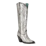 Corral Ladies Old Silver Metallized Leather Pointed Toe Tall Boots Z5224
