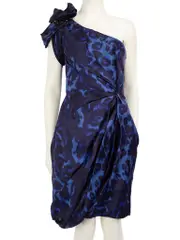 Blue Silk Leopard Pattern Dress