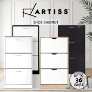Artiss Shoe Cabinet 3 Tier Storage Shoes Rack Wooden Shelf Cupboard Organiser