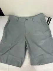BLACK CLOVER LIVE LUCKY DECEPTION MEN'S PERFORMANCE GOLF SHORTS SIZE 34 NEW Grey