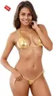 Gold Micro Bikini Sets for Women, Halter Micro Bikini Extreme Slutty Microkini