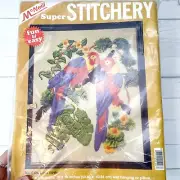 NIP - Vintage Super-Stitchery Embroidery Kit Parrots McNeill 5126 Love Birds