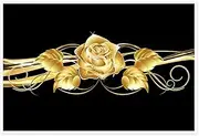 Abstract Wall Decor Oil Painting on Canvas Abstract Gold Rose And Leaf Unframed Canvas Wall Art For Living Room Golden Flower Artwork Modern Painting Pictures Home Decor and Office Decoration 12x18inch