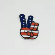 US Peace Patch — Iron On Badge Embroidered Motif — Flag V Victory