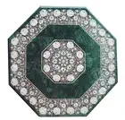 Octagon Green Marble Side Table Pietradura Handmade Arts Counter Desk Furniture