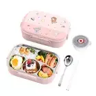 1550ml Lunch Containers Microwave Safe Stainless Steel Cartoon for School Travel
