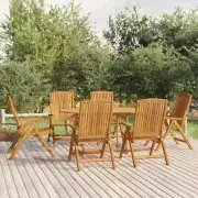 Reclining Garden Chairs 6 pcs Solid Wood Teak Adjustable Foldable Outdoor Seatin