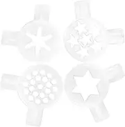 PHENOFICE 4pcs Ice Cream Machine Nozzles Versatile Ice Cream Maker Tips for Unique Shapes Includes Star Snowflake Jungle Noodle Designs for Home Commercial Use