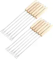 Aswalling Fondue Forks, Cheese Fondue Sticks with Wooden Handle Heat for Chocolate Fountain Roast Marshmallows Easy to Use