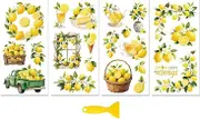 Peacoblue Rub on Transfer Decal Sticker for Furniture Craft Decor 6"x12" Lemon, 3Pcs Waterproof UV DTF Transfer for Drawer Dresser Glass Porcelain Wood Plastic