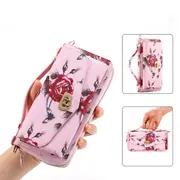 For Iphone 15 Magsafe Flower Multi-Functional Crossbody Zipper Wallet Leather Phone Case