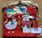 Pier 1 Imports 72" Christmas Beaded Red Table Runner Snowman Penguin NWT