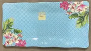 Cynthia Rowley Blue Pink Hibiscus Tropical MELAMINE Serving Tray Platter