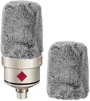 Geekria for Creators Furry Windscreen Compatible with Sennheiser MK 4, MK 8, TLM 103 Mic DeadCat Wind Cover Muff, Windbuster, Fluff Cover Windshield (Grey / 2 Pack)