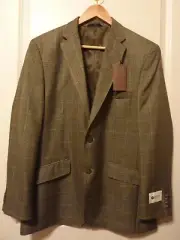 NWT Haggar Brown Plaid Rayon Blend Sport Coat Jacket Sz 40R $200