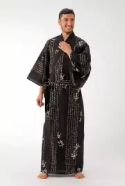 Japanese Yukata Kimono Men Hideyoshi Cotton Robe Japan