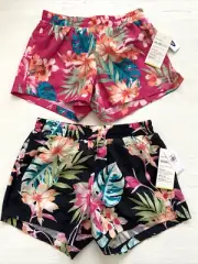 OLD NAVY Active Go Dry Two pairs of Floral Shorts Elastic/Drawstring Size L NWT