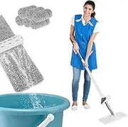 Microfiber Self Wringing Flat Mop, with 6 Washable Microfiber Pads 360 ° Rotating Self Wringing Dust Mop Household Cleaning Tools for All Floor Types