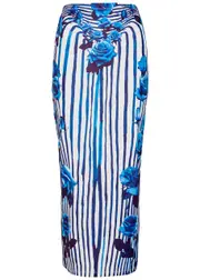 Jean Paul Gaultier Flower Body Morphing Stretch-jersey Midi Skirt - Blue - M (UK12 / M) M (UK12 / M)