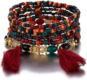 [Anejaso] 5 Styles Handmade Bohemian Beads Bracelet Set Bohemian Bracelet Multilayer Ethnic Style Beads Bracelet