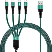 Multi Charging Cable, SIQIWO [3A/1.2M] Nylon Braided 4 in 1 USB Charger Cord Fast Charge with 2 Micro USB/2 Type C Connector, for iPhone 15, Samsung Galaxy S23 S20 S7, Huawei, Xiaomi, LG, Sony, Tab