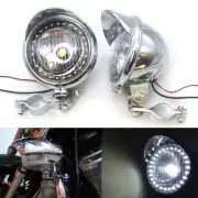 Chrome LED Angel Eye Spot Fog Light With Roll Cage Guard Bar Tube Mount Clamp