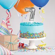 Silver Self-Inflating Number “7” Balloon Cake Topper