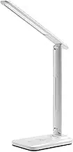 Vortex D10-WHITE Eye Protection ABS Table Desk Lamps Stepless Dimmable Office Study Lamp with USB Charging Port, 7W, Wireless Charger Output Power 10W, Foldable, 3 Colors Temperature Options (White)