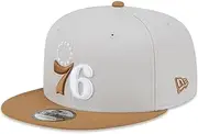 New Era Philadelphia 76ers 9FIFTY Color Pack 2-Tone Snapback Cap, Adjustable Hat Cream Tan