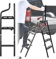 POKIAUTO 42" Foldable and 360° Rotatable Tailgate Ladder with Handrail for Pickup Truck, Universal Folding Tailgate Step Ladder w/Grab Handle for Pickup Truck Accessories