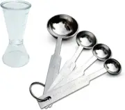 Measuring Spoons Set 4 Pack, with a Measuring Cup Stainless Steel Measuring Spoo