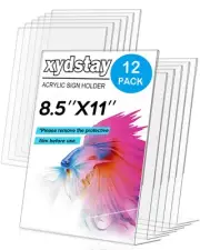 xydstay 12pack 8.5x11 Acrylic, L Shape Clear Plastic, Menu Holder, Unbreakabl...