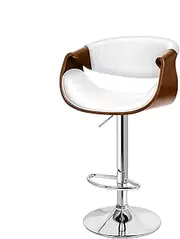 [ALFORDSON] Bar Stool Adjustable Kitchen Stool Trice Swivel Counter Barstool Wooden Dining Chair in 61-82cm Seat Height with Anti-Slip Floor Protector for Home Bar Dining Room, White