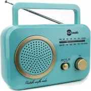 HDi Audio Radio Premium Home Vintage Portable Retro Radio Classic Turquoise/Gold