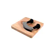 2pc Davis & Waddell S/S Mezzaluna Knife Chopper/Serving Cutting Board Natural