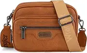 [Montana West] Wrangler Crossbody Bag for Women Vintage Multi Pocket Crossover Bag Shoulder Purse with Adjustable Strap