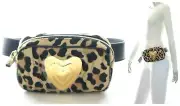 Escada AB841 Fur and Leather Leopard Print Belt Bag Fantasy