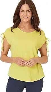 [MILLERS WOMAN] Millers - Womens - Tops - Winter - Basic - Cropped - Yellow - Short Sleeve - Scoop Neck - Relaxed Fit - Cropped - Casual Office Wear - Work Clothes