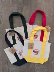 Trader Joe’s Canvas Mini Tote bags Set of All 4 Colors NWT Perfect Rare