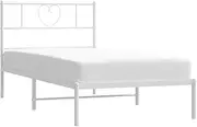 vidaXL Metal Bed Frame with Headboard | Robust Steel Construction | Modern Style | Extra Storage Space | White | 107 x 203 cm Mattress Size Compatibility