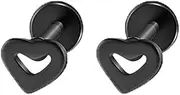 [Niaspi] 16G Internally Threaded Heart Lip Rings Cartilage Flat Back Earrings for Women Stainless Steel Labret Monroe Lip Rings Studs Helix Tragus Cartilage Piercing Jewelry 2Pcs