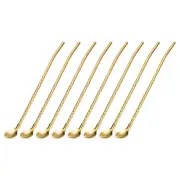50Pcs 8.6" Stainless Steel Spoon Straws Reusable Twist Handle Spoon, Gold
