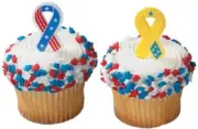 Cake Toppers Patriotic Ribbon Cupcake Picks One Dozen