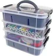 Bins & Things Stackable Storage Container with 2 Trays - Gray Craft Storage/Craf